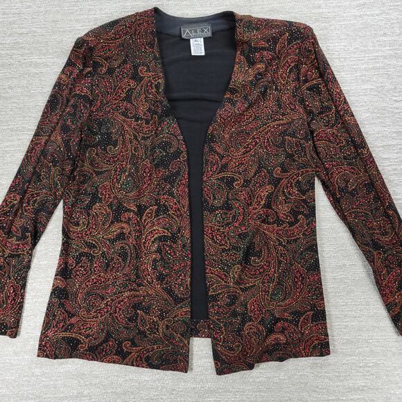 Vtg Alex Evenings Tank Jacket Set XL Paisley Slinky Glitter Mother Of The Bride - Picture 4 of 16